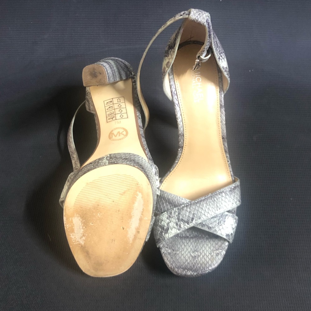 Michael Kors Blue Snake Print Python Block Heels … - image 5